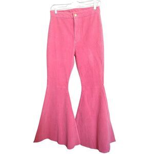 ELIZABETH WILSON Betty Bell Bottom Flare Stretch Jeans Green Corduroy Size 27